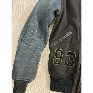 ジャケット・アウター RRL INDIGO LETHER SLEEVE VARSITY JACKET RRL INDIGO LETHER SLEEVE VARSITY JACKET
